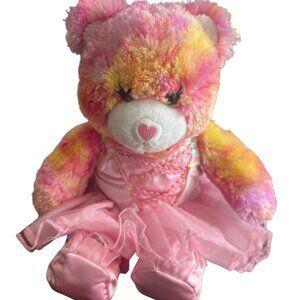 BUILD-A-BEAR Endless Hugs Bear Plush Stuffed Animal Tie Dye Pink Yellow Ballet
